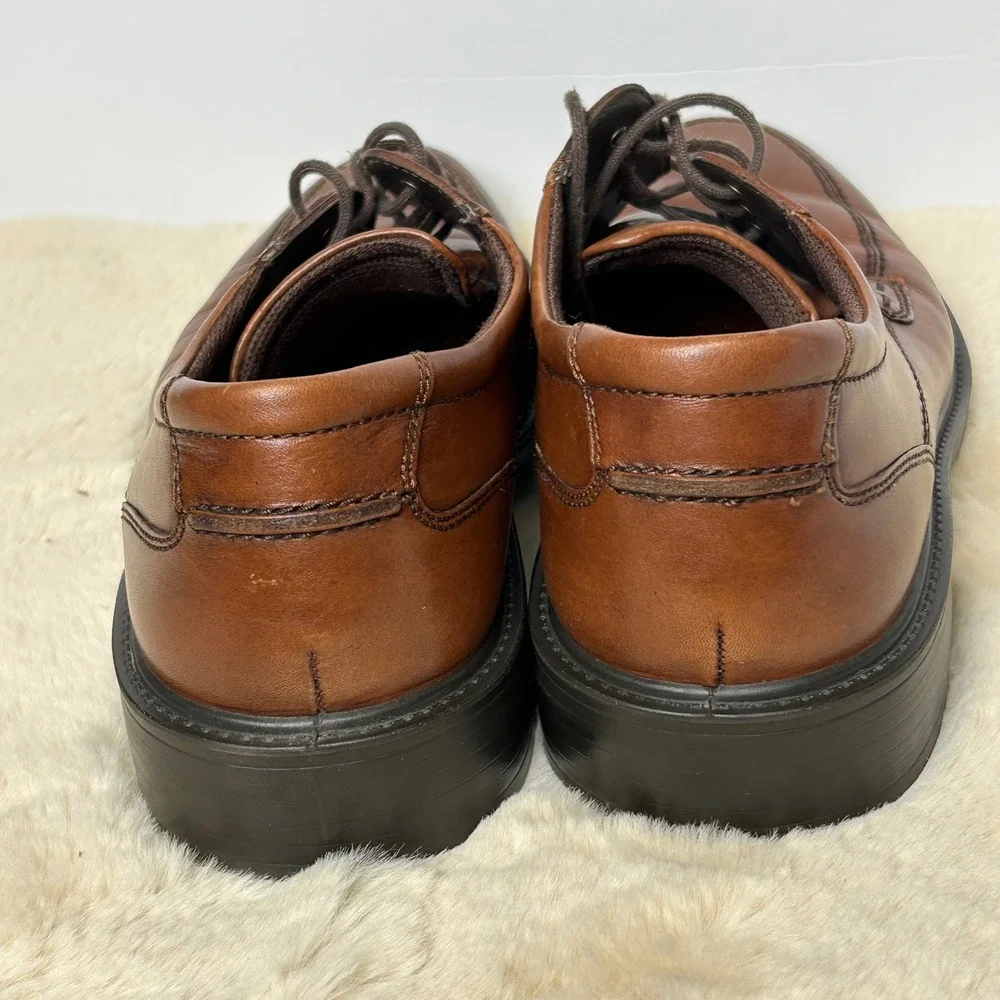 ECCO Mens Brown Leather Moc Toe Derby Dress Shoes Size 45 US 11-11.5‎